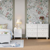 Anbuy 3 Pcs Bedroom Sets, Scalloped 6 Drawer Dresser and Night Stand Sets for Bedroom, Two Drawers Nightstand Set of 2 & 6 Drawer Dresser Combo 3 Pieces (White)