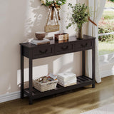 ChooChoo Console Table with 3 Drawers, Rustic Entryway Table, Narrow Long Sofa Table for Living Room, Hallway, Behind Couch, Black ChooChoo