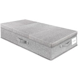 Supowin Underbed Storage Containers Bin with Lids (Set of 1) Large Under Bed Storage Organizer Box with Handle, Foldable Under the Storage Bags for Organizing Clothes, Shoes, Blankets, Pillows-Grey Supowin