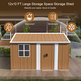 KEIKI 12FT x 10FT Heavy-Duty Metal Storage Shed, Outdoor Storage Shed with Floor & Window, Weatherproof Outdoor Garden Shed for Garden, Backyard, Patio, Lawn KEIKI