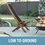 CleverMade Tamarack Folding Rope Chair - Foldable Outdoor Low Profile Wood Lounge Chair for the Patio, Backyard, and Deck, No Assembly Required CleverMade