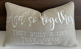 YugTex Romantic Couple Love Sentiment Embroidered Decorative Sayings Lumbar Accent Throw Pillowcase - and So Together Phrase Decor for Wedding, Anniversary, Valentine - 12x20 Inches, Natural-Ivory YugTex