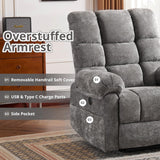 RUTOX Oversized Power Lift Recliner Chair for Elderly, Electric Lift Chair with Masssage and Heat, Overstuffed Power Recliner for Adults, 3 Positions,USB Ports, Side Pockets,Grey RUTOX