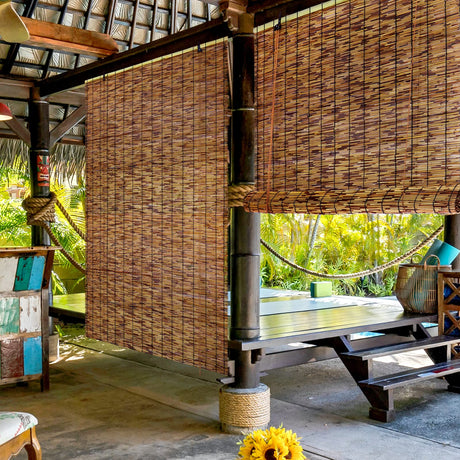 Tgzwme 2 Pack Retro Bamboo Roll-up Reed Shades - 47" W x 71" H Natural Light Filtering Window Blinds Tgzwme