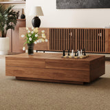 gaoyangjiaju Mid-Century Expandable Coffee Table with Storage – 47.2"-81.9" Adjustable Center Table for Living Room, Walnut Wood Finish gaoyangjiaju