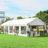 DWVO 16x32 ft Outdoor Heavy Duty Party Tent Wedding Event Shelters Upgraded Galvanized Canopy with Large White Roof, Removable Sidewalls & Storage Bags DWVO