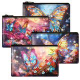 Silkfly 4 Pcs Diamond Painting Art Makeup Bags DIY Purses Toiletry 5d Handmade Double Design Diamond Painting Cosmetic Bags Bulk with Zipper Rhinestone Accessories for Women(Butterfly) Silkfly
