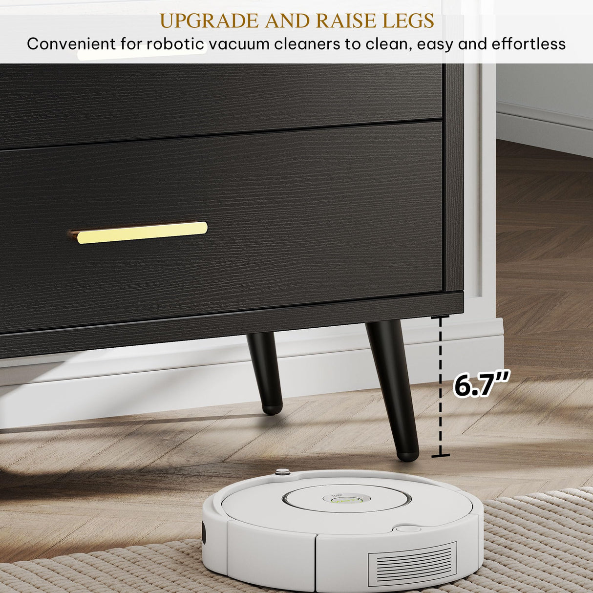 DWVO White 6 Drawers Dresser/Modern Wood Dresser Chest of Drawers with Black Metal Handle＆Anti-Tipping Device/Modern Double Drawer Storage Cabinet for Entryway/Living Room-15.7" Dx55.1 Wx31.1 H DWVO