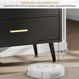 DWVO White 6 Drawers Dresser/Modern Wood Dresser Chest of Drawers with Black Metal Handle＆Anti-Tipping Device/Modern Double Drawer Storage Cabinet for Entryway/Living Room-15.7" Dx55.1 Wx31.1 H DWVO