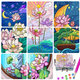 TDOOW Diamond Painting Coasters Kits, 8 Pcs Diamond Art Coasters with Holder, Crafts Kits for DIY Coasters, Diamond Art Kits for Adults-Square Lotus Pattern TDOOW