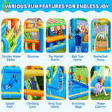 Yaheetech Inflatable Water Slide with Market Stand, Bounce House for Kids Aged 3-8 with 2 Slides for Outdoor Backyard, Splash Pool, Climbing Wall, 750W Air Blower, Ring and Ball Toss Games Yaheetech