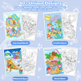 Elfew 4 Set Coloring Books for Teens & Kids 8-12, Stress Relieving & Therapeutic Coloring Book with 80 Cute Patterns, Anxiety Relief & Relaxation for Teens Adult Women