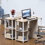 SHW Home Office Wood Desk with Double Sided Shelves, Oak SHW
