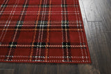 Nourison Home Grafix Red 7'10'' x 9'10'' Area-Rug, Modern, Plaid, Bed Room, Living Room, Dining Room, Kitchen, Easy-Cleaning, Non Shedding, (8' x 10') Nourison