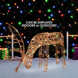 Alpine Corporation 24"H Outdoor Rattan Grazing Reindeer Lawn Decoration with White Lights , Christmas Decoration Alpine Corporation