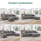 HONBAY Convertible Sectional Sofa with Storage Seat 6 Seat Sofa with Reversible Chaise U Shaped Sectional Couch for Living Room,Light Grey HONBAY