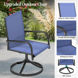 SEGMART 7-Piece Outdoor Patio Dining Set for 6, 59” Table with 4 Textilene Dining Chairs & 2 Swivel Chairs, Patio Furniture Set with Durable Metal Frame for Backyard Garden, Deck, and Poolside (Blue) SEGMART