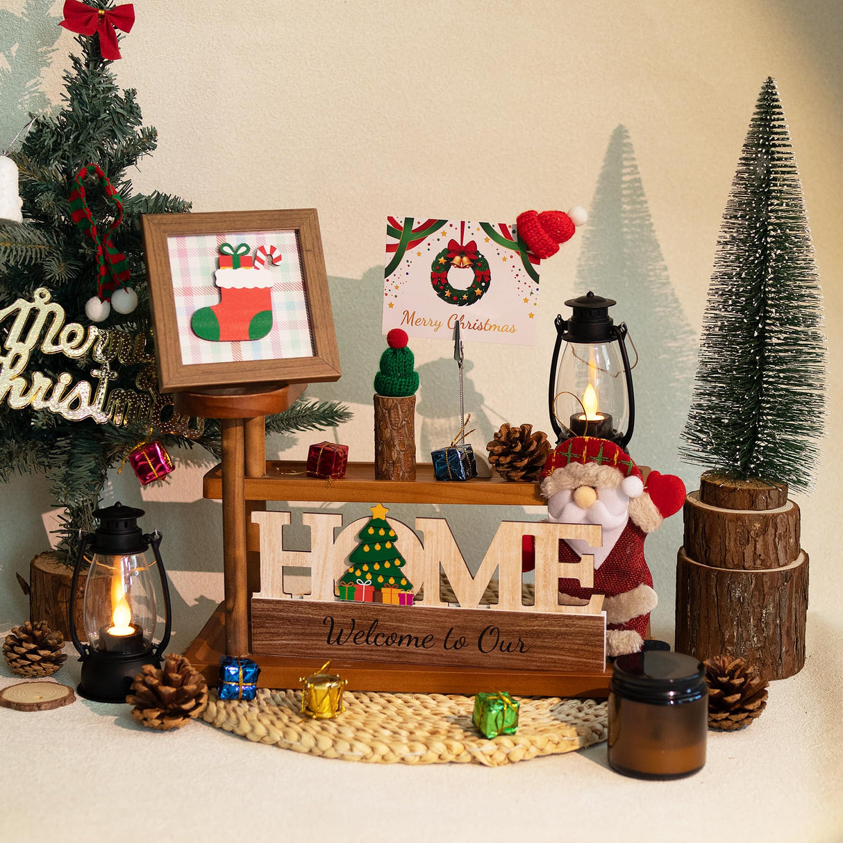GAGILAND 48 Pcs Christmas Tiered Tray Decor Interchangeable Seasonal Home Decor Wooden Signs 17 Themes Thanksgiving Tiered Tray Decorations Set Year Round Holiday Decoration for Home GAGILAND