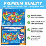 United States Puzzles for Kids Ages 4-6 - Educational Toys for Boys & Girls - 70Pcs USA Map Kids Puzzle with 50 States & Capitals - Christmas Gifts for Kids - Floor Jigsaw Puzzles Momo & Nashi