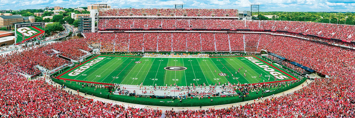 MasterPieces - 1000 Piece Jigsaw Puzzle, NCAA Georgia Bulldogs, Panoramic Football Stadium View, Fun for Adults and Family, 13" x39 Masterpieces