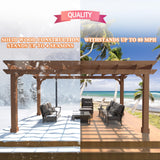 BlueWish 12’ x 14’ Cedar Wood Patio Pergola with Slatted Trellis Roof, Outdoor Pergola Backyard Gazebo with Solid Structure for Deck Yard Grill Party Garden BlueWish