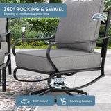 Amopatio Patio Furniture Set, Outdoor Furniture Set with Swivel Chair, 5 Pieces Patio Conversation Sets with 5.75" Extra Thick Cushion Include Waterproof Covers for Poolside Deck, Grey Amopatio