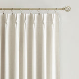 Vision Home Natural Pinch Pleated Full Blackout Curtains Linen Blended Room Darkening Window Curtains 108 inch for Living Room Bedroom Thermal Insulated Pinch Pleat Drapes with Hooks 40" Wx108 Lx2 Vision Home