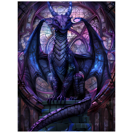 Diamond Art Kits for Adults, 5d DIY Full Drill Fantasy Dragon In Cathedral Diamond Painting Kits for Adults Beginner, Diamond Painting Art Craft Kits for Adults, Wall Home Decor(No Frame) 12x16 In TZTTZT