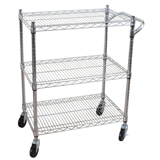 Oceanstar 3-Tier Heavy Duty All-Purpose Utility Cart, Chrome