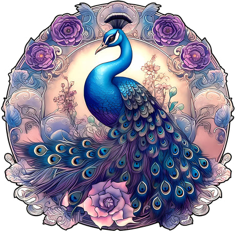 IKFUVACT Unique Wooden Jigsaw Puzzles, Wood Puzzles for Adults, Family Puzzle Game (Peacock, Large) IKFUVACT