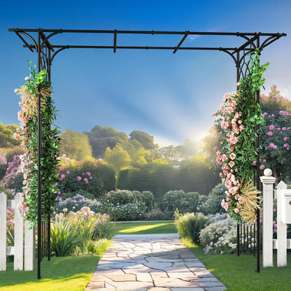 YITAHOME Metal Garden Arbor, 81" H Garden Arch Trellis for Climbing Plants Outdoor Backyard Lawn, Wedding Arches for Ceremony Decoration