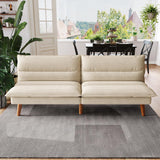 LINSY Futon Sofa Bed: 71 Inch Corduroy Futon Couch with Adjustable Backrest, Convertible Folding Futons Sofa Couches for Small Spaces Living Rooms Apartment Office, Beige LINSY