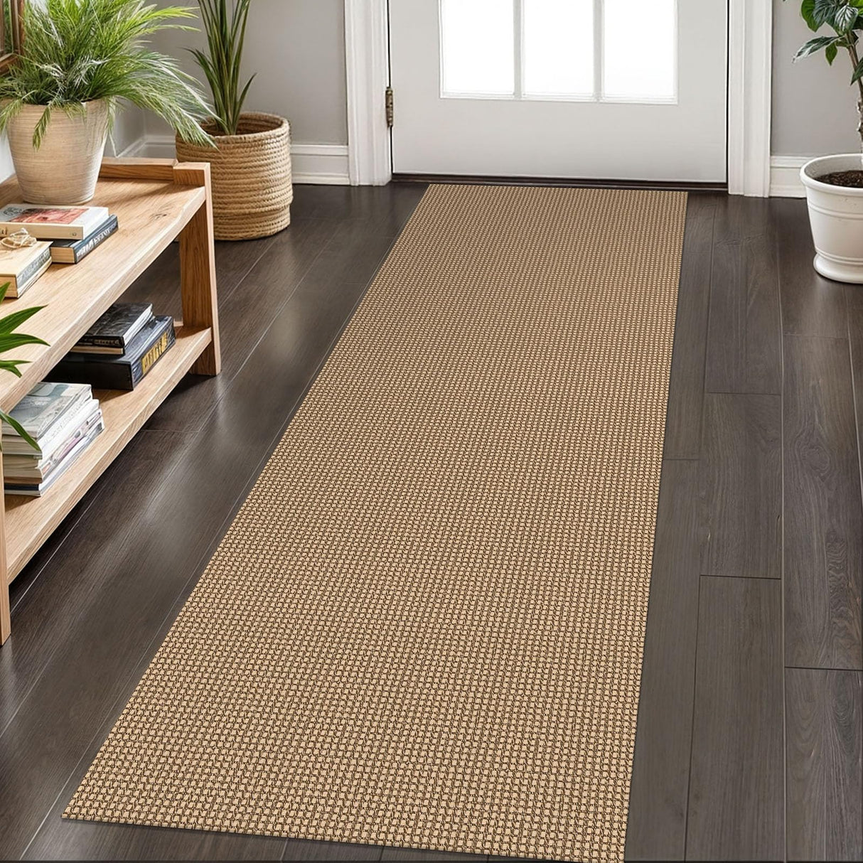 KOZYFLY Boho Runners for Hallways 2x6 ft Washable Hall Carpet Runner Rubber Backed Kitchen Rug Non Slip Woven Cotton Entryway Runner Rugs Floor Runners for Indoor Hallway Bedroom, Tan/Orange/Brown KOZYFLY