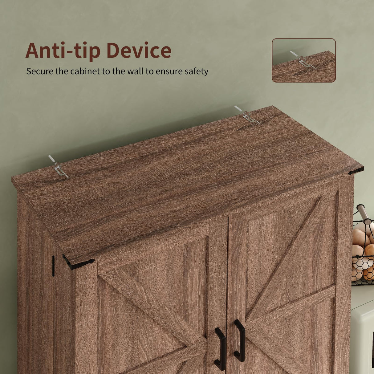 FUSOU 72'' Kitchen Storage Pantry Cabinet, Tall Storage Cabinet with 8 Door Shelves, 2 Cabinets and 1 Drawer, Freestanding Cupboard for Kitchen, Dining Room, Bathroom, Laundry, Living Room, Espresso FUSOU