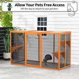 COZIVVOVV Wooden Cat House, Catio Outdoor Cat Enclosure, Large Cat Cage with 3 Platforms, Door and Asphalt Roof, Kitty Condo Indoor Playpen (Orange-New, Large) COZIVVOVV