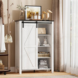 SDMY 5 Drawers Dresser for Bedroom w/Sliding Barn Door, 5 Drawer Tall Dresser, Farmhouse Chest of Drawers, Storage Organizer Dresser for Bedroom, Hallway, Living Room, Kids Room (White) SDMY