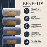 AURA NEST Set of 4 Towel Holder for Bathroom Wall, Modern Bamboo Wall Towel Rack for Rolled Towels, Sturdy Space-Saving Hanging Wood Towel Rack, Effective and Versatile for Spa, Guest Bath, Blanket AURA NEST