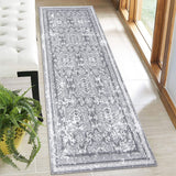 Vaukki Hallway Runner Rug, Vintage Shaggy Soft Laundry Rug Runner, Non Slip Entryway Mat, Washable Farmhouse Kitchen Area Carpet for Bathroom, and Bedroom (2' X 6', Grey) Vaukki