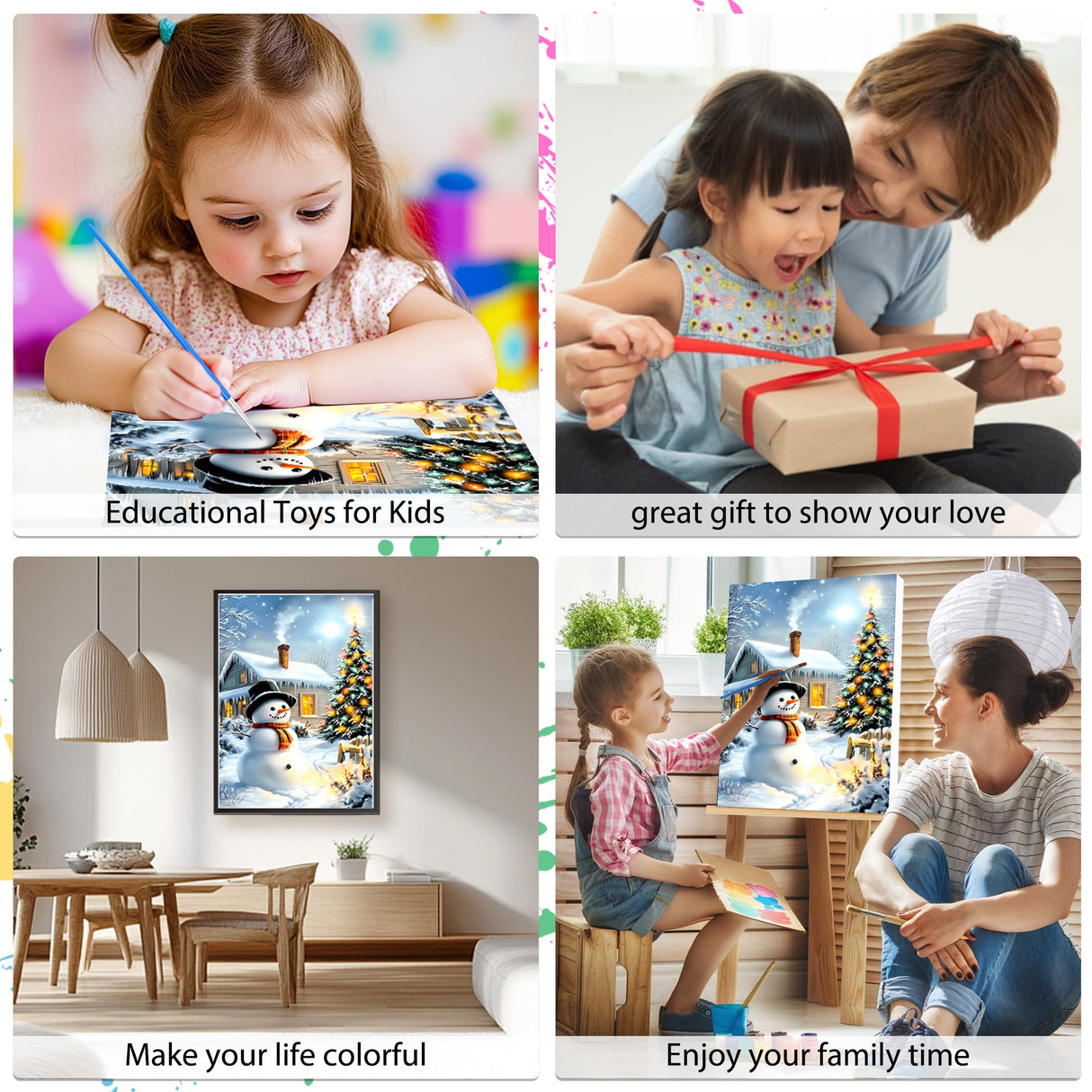 EOBROMD Christmas Framed Paint by Numbers Kits for Adults, Snowman DIY Acrylic Paint by Number on Stretched Canvas, Christmas Painting Kits Adults Oil by Numbers for Home Decor 10x14inch EOBROMD