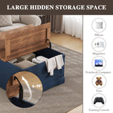BestHaped Farmhouse Coffee Table with Hidden Storage, Navy Blue Square Coffee Table for Living Room, Wood Large Center Table with Hinged Lift Top for Home, Office BestHaped