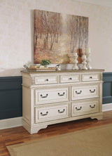 Signature Design by Ashley Realyn French Country 7 Drawer Two Tone Dresser, Chipped White Signature Design by Ashley