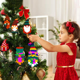 40PCS DIY Christmas Wooden Ornaments Unfinished Wood Slices to Paint with 8 Styles,Wooden Christmas Ornaments Crafts,DIY Santa Claus Christmas Tree Ornaments kit for Kids,DIY Christmas Tree Crafts Aodmti