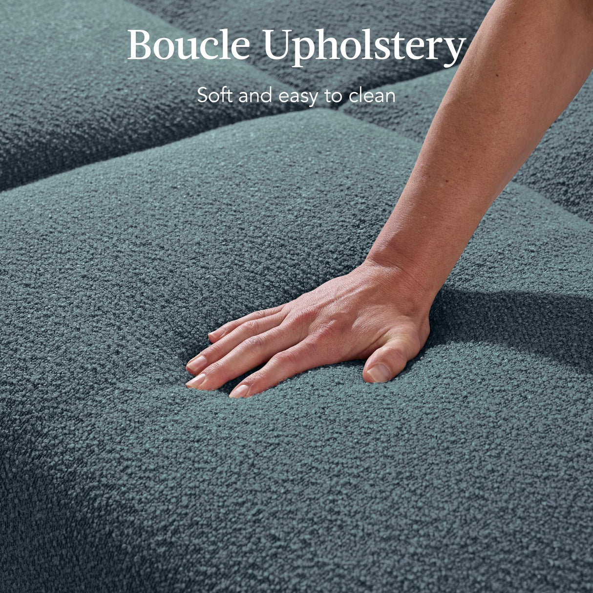 Best Choice Products 77" Mid Century Modern Boucle Loveseat Sofa, Couch, Convertible Sofa Sleeper Bed w/Real Wood, Removable Armrest - Slate Blue Best Choice Products