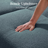 Best Choice Products 77" Mid Century Modern Boucle Loveseat Sofa, Couch, Convertible Sofa Sleeper Bed w/Real Wood, Removable Armrest - Slate Blue Best Choice Products