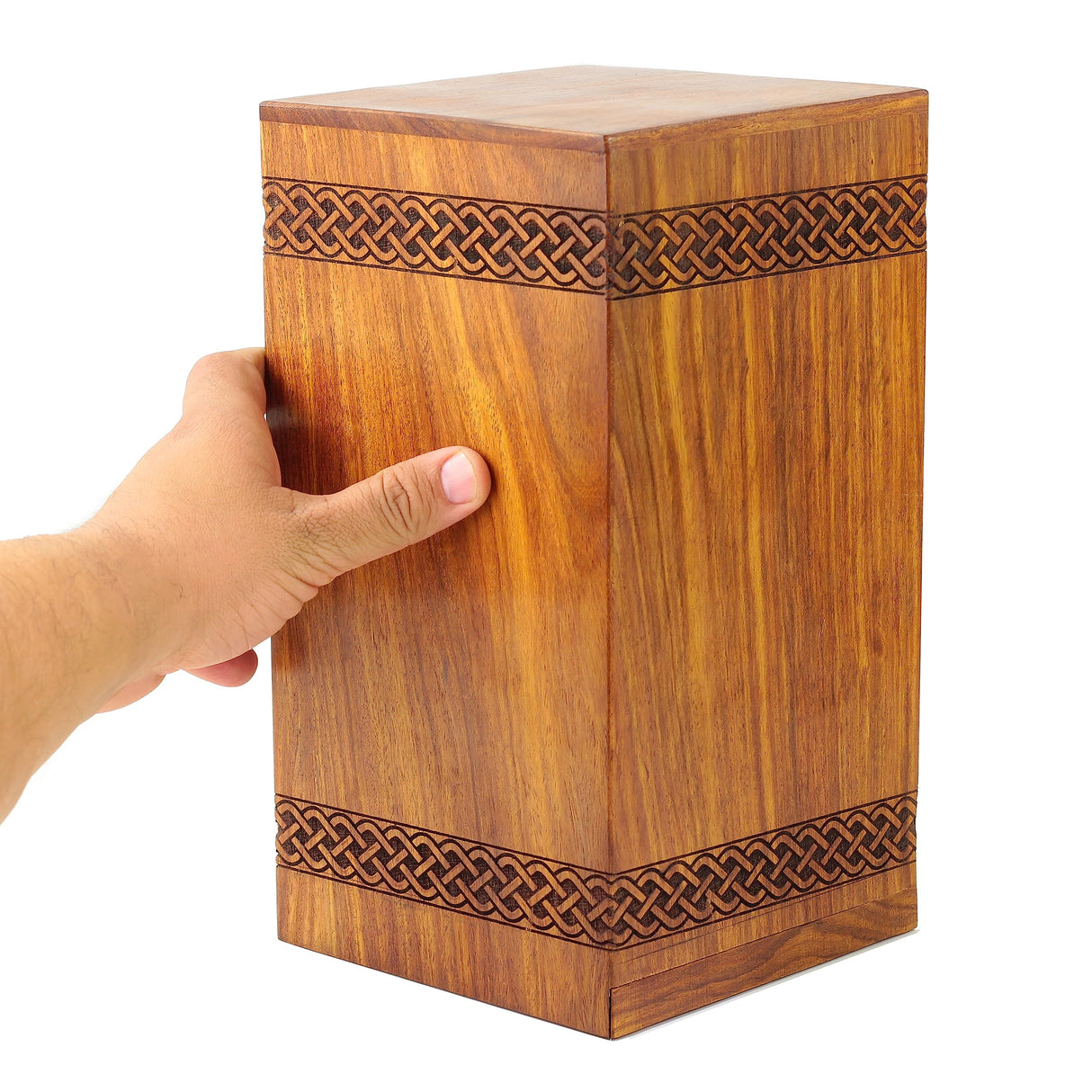 Wooden Handmade Handcrafted Laser Etching Engraved Cremation Burial & Memorial Urn for Ash Remains Storage | Adult Pet Human (Deer Christmas Generic