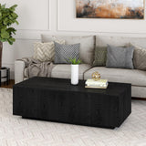 Henn&Hart 48" Wide Rectangular Coffee Table in Black Grain Henn&Hart
