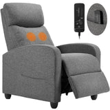 Sweetcrispy Massage Recliner Chair for Adults, Adjustable Home Theater Seating with Lumbar Support for Living Room, Modern Fabric Reclining, Cool Gray Sweetcrispy