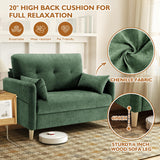 Urhanherry 47" Small Sofa Couch for Bedroom, Soft Chenille loveseat Mini Couch with Throw Pillow and Removable Cushion Cover for Small Spaces, Living Room, Apartment, Dorm, Office(Green) Urhanherry