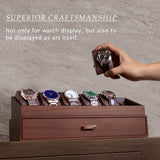 KAMIER High End Wooden Watch Box with 6 Slots & Glass Lid - 2-Layer Jewelry Organizer for Men - Watch Display Case, Ideal Business Gift for Watch Enthusiasts （with Gift Box）, Walnut KAMIER