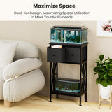 TRZZ 5-10 Gallon Fish Tank Stand, Heavy Duty Aquarium Stand with Dual-Tiered Cabinet, Accessory Storage Solution for Viewing Experience in Home & Office (20.47" L* 11.02" W) TRZZ